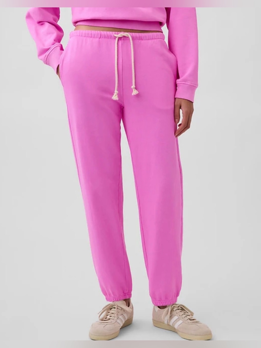GAP VintageSoft Terry Relaxed Joggers, neon pink glow, size small